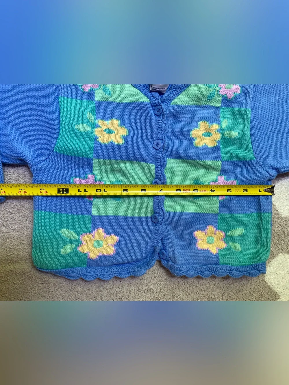 Gymboree 1998 Spring in Bloom 2/3yo blue floral block cardigan